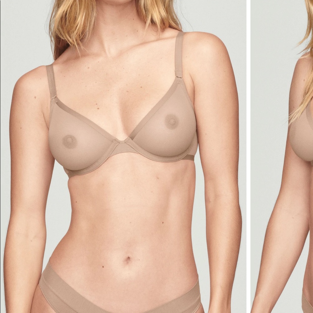 Cuup - The Plunge Mesh Bra in Taupe Size 32E/32DD